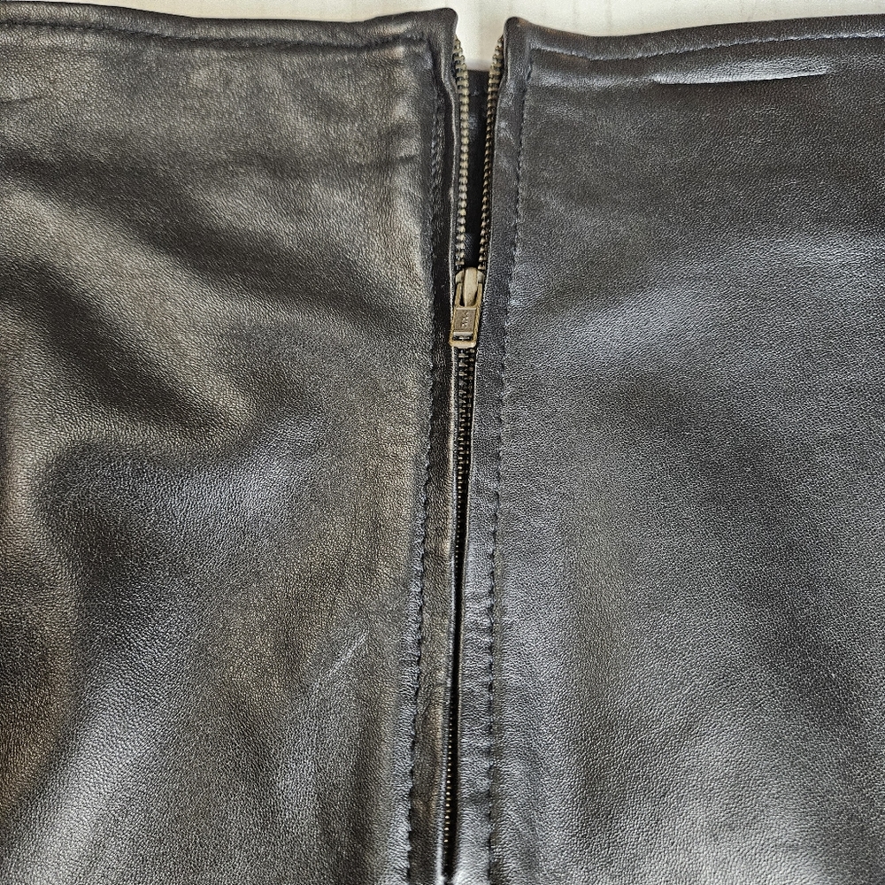 LEATHER 9000 Women Fierce Chocolate Geniune Leather Skirt Size 12 - Picture 5 of 9